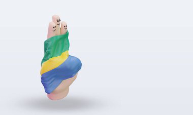 3d friendship day finger Gabon flag rendering left view