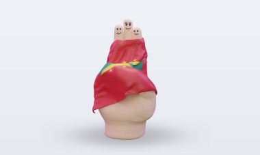 3D arkadaşlık günü parmak Grenada bayrağı ön görünümü yansıtıyor
