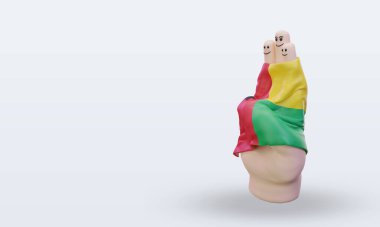 3D dostluk günü parmak Gine bayrağı doğru görünüm veriyor