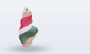 Arkadaşlık günü 3D parmak Macaristan bayrağı sol görüşü yansıtıyor