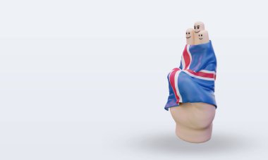 3d dostluk günü parmak İzlanda bayrağı doğru görünüm veriyor