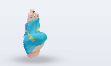 3d friendship day finger Kazakhstan flag rendering left view