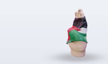 3D arkadaşlık günü parmak Jordan bayrağı sağa bakıyor