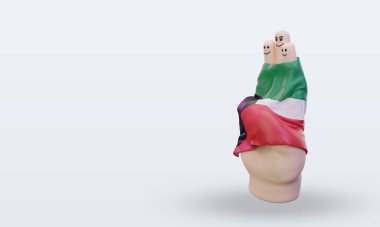 3D dostluk günü parmağı Kuveyt bayrağı doğru görünüm veriyor
