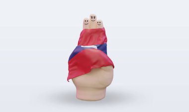 3D arkadaşlık günü parmak Laos bayrağı öne bakıyor