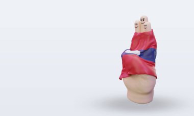 3d dostluk günü parmak Laos bayrağı sağa bakıyor