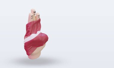 3d friendship day finger Latvia flag rendering left view