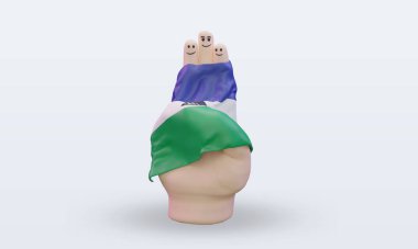 3D arkadaşlık günü parmak Lesotho bayrağı öne bakıyor