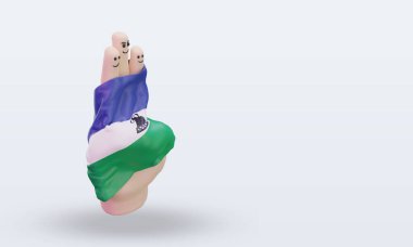 Dostluk günü parmağı Lesotho bayrağı sol görüşü yansıtıyor