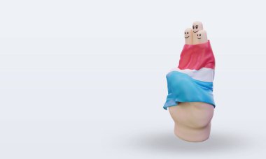 3D arkadaşlık günü parmağı Lüksemburg bayrağı doğru görünüm veriyor