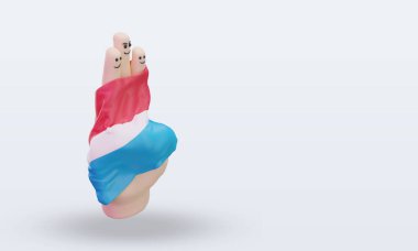 3d friendship day finger Luxembourg flag rendering left view