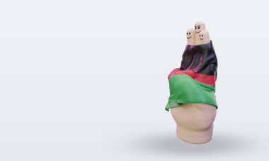 3 d Dostluk Günü Parmak Malavi bayrağı doğru görünüm veriyor