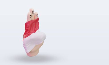 3d friendship day finger Monaco flag rendering left view