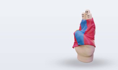 Dostluk günü parmağı Moğolistan bayrağı sağa bakıyor.