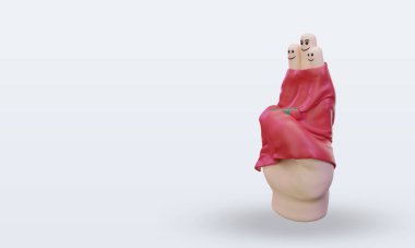 3D dostluk günü parmağı Fas bayrağını dikleştiriyor.