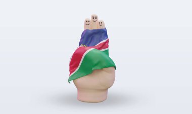 3D arkadaşlık günü parmağı Namibya bayrağı öne bakıyor