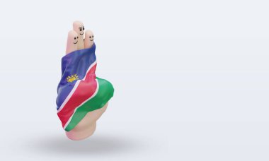 Arkadaşlık günü parmağı Namibya bayrağı sol görüşü yansıtıyor