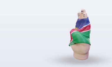 3d dostluk günü parmağı Namibya bayrağı doğru görünüm veriyor