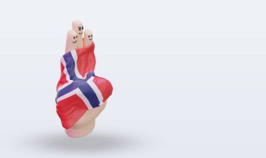 Arkadaşlık günü parmağı Norveç bayrağı sol görüşü yansıtıyor