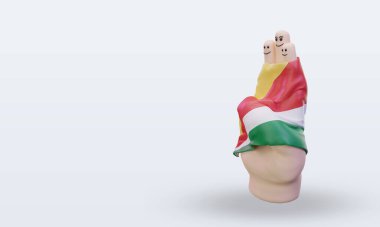 3D Dostluk Günü Parmak Seyşeller bayrağı sağa bakıyor