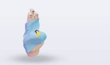 3d friendship day finger St Lucia flag rendering left view