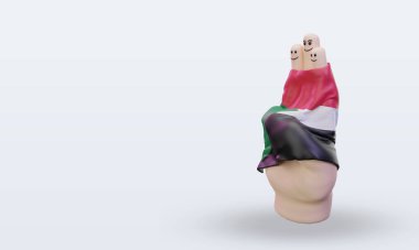 3D dostluk günü parmak Sudan bayrağı sağa bakıyor