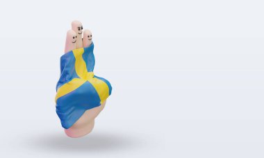 Arkadaşlık günü parmağı sol görüşü gösteren İsveç bayrağı