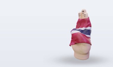 3 d Dostluk Günü Parmak Tayland bayrağı sağa bakıyor