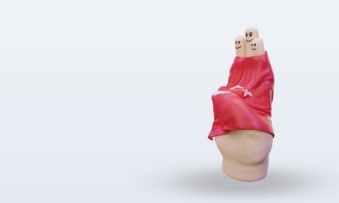 3d dostluk günü parmağı Türkiye bayrağı sağa bakıyor