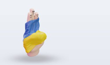 3d friendship day finger Ukraine flag rendering left view