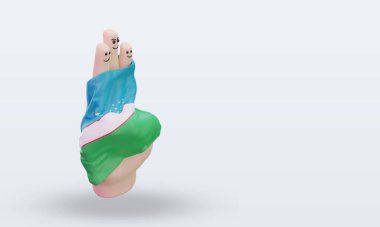 3d dostluk günü parmağı Özbekistan bayrağı sol görüşü yansıtıyor