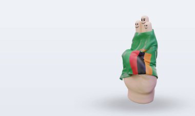 3d dostluk günü parmağı Zambiya bayrağı doğru görünüm veriyor