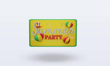 3d Summer party day love Mali flag rendering front view