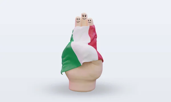 Friendship Day Finger Italy Flag Rendering Front View — стокове фото