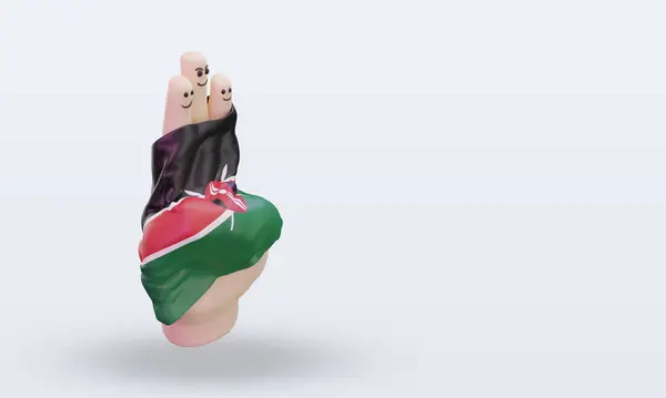 Friendship Day Finger Kenya Flag Rendering Left View — стокове фото