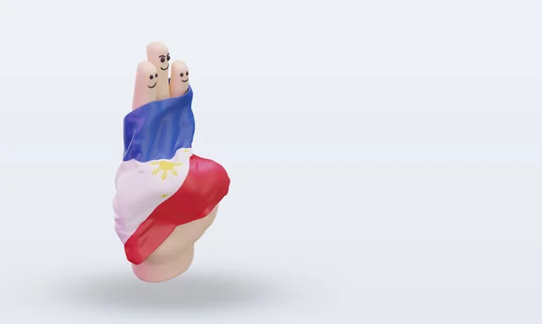 Friendship Day Finger Philippines Flag Rendering Left View — Stok Foto