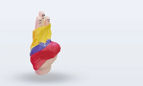 Friendship Day Finger Venezuela Flag Rendering Left View — стоковое фото