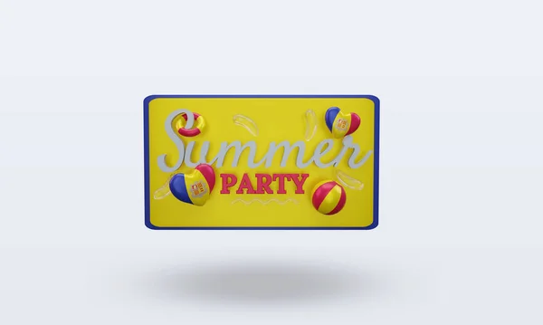 Summer Party Day Love Andorra Flag Rendering Front View — Stock Photo, Image