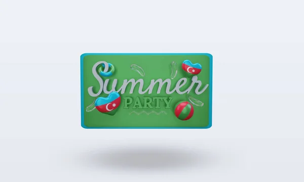 3D夏季派对日喜庆阿塞拜疆国旗呈现前景 — 图库照片
