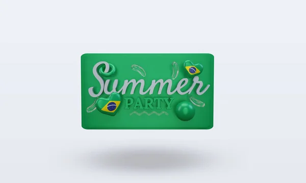 Summer Party Day Love Brazil Flag Rendering Front View — Stock Photo, Image