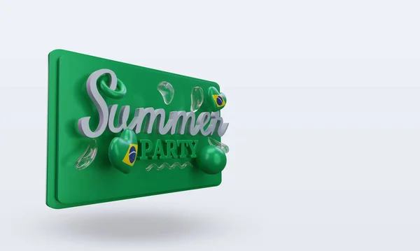 Summer Party Day Love Brazil Flag Rendering Left View — Stok fotoğraf