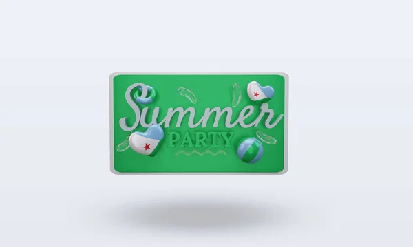 Summer Party Day Love Djibouti Flag Rendering Front View —  Fotos de Stock