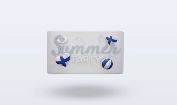 Summer Party Day Love Finland Flag Rendering Front View — Stok fotoğraf