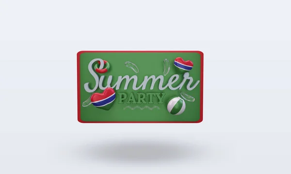 Summer Party Day Love Gambia Flag Rendering Front View — Stock Photo, Image
