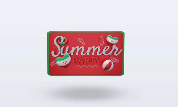 Summer Party Day Love Iran Flag Rendering Front View — Stok fotoğraf