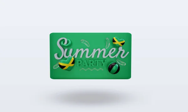 Summer Party Day Love Jamaica Flag Rendering Front View — Stock Photo, Image