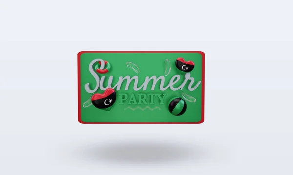 Summer Party Day Love Libya Flag Rendering Front View — Stock Photo, Image