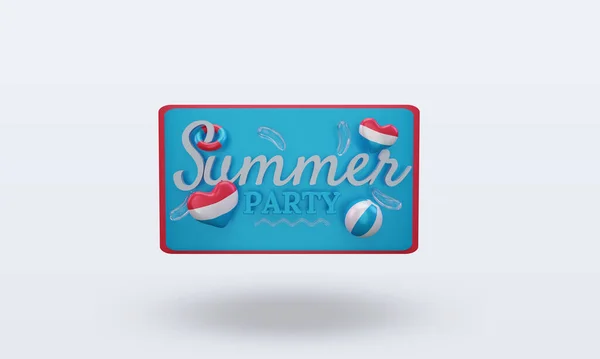 Summer Party Day Love Luxembourg Flag Rendering Front View — Stock Photo, Image