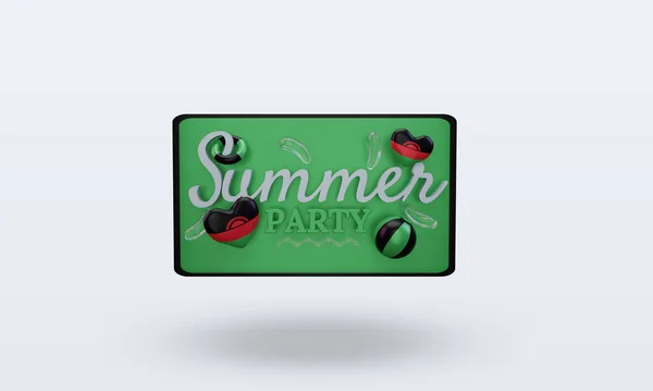Summer Party Day Love Malawi Flag Rendering Front View — стокове фото