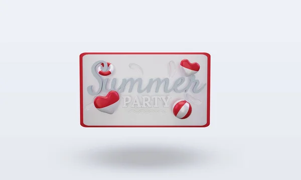 Sommar Fest Dag Kärlek Monaco Flagga Rendering Front View — Stockfoto